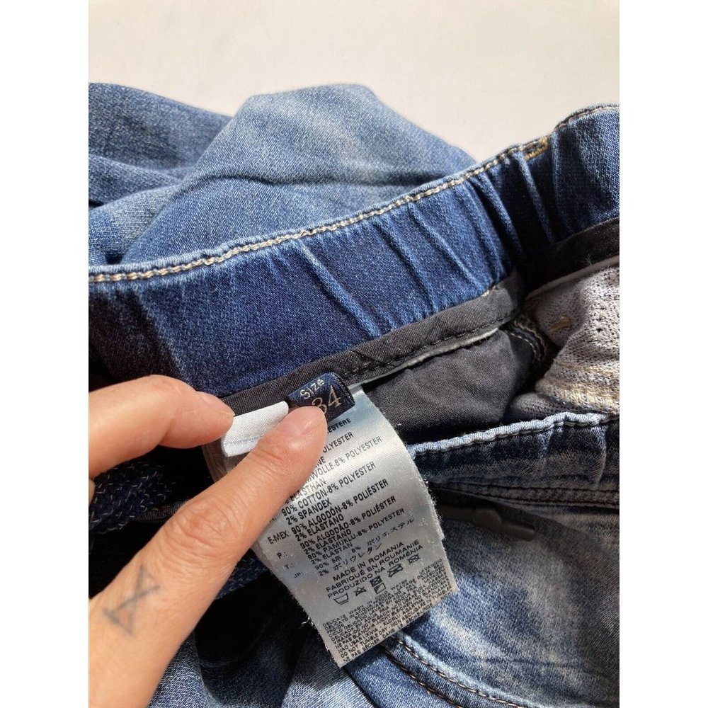 Men's DIESEL Narrot Distressed Medium Rinse Cotton Sweatpant Jeans, Size 34 - Picture 11 of 13